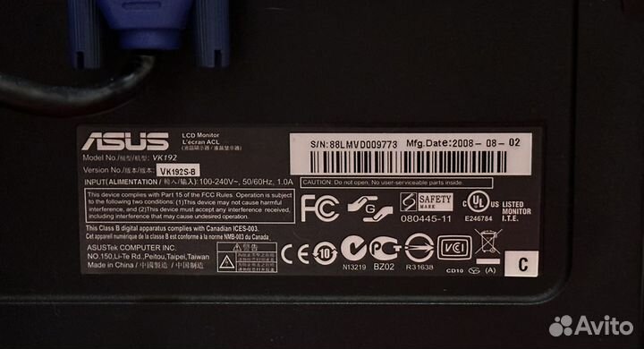 Монитор Asus VK 192S