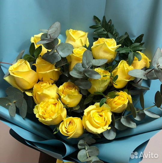 Желтые розы- 15 шт