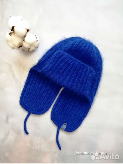 Шапка ушанка и бактус из пуха норки