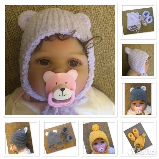 Шапочка и пинетки для новорожденного