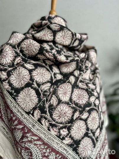 Платок, кубовая набойка/Платок на голову