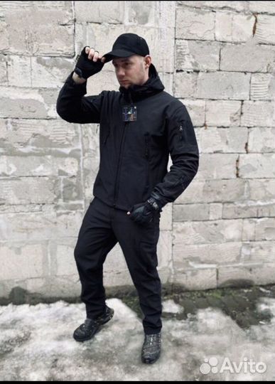 Тактический костюм softshell black