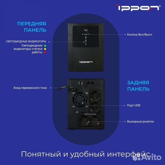 Ибп Ippon Back Basic 2200 Euro, 2200вa