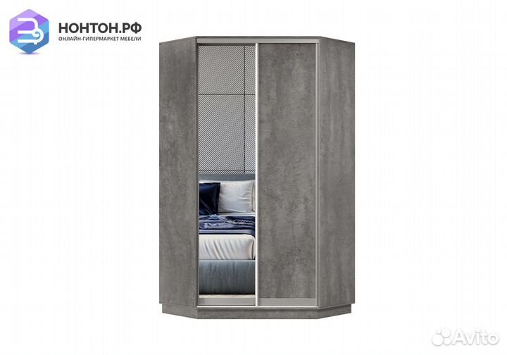 Шкаф-купе угловой двухдверный Нембус бетон