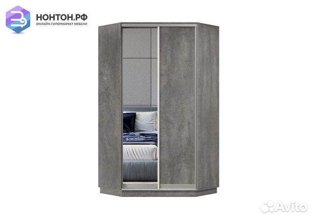 Шкаф-купе угловой двухдверный Нембус бетон