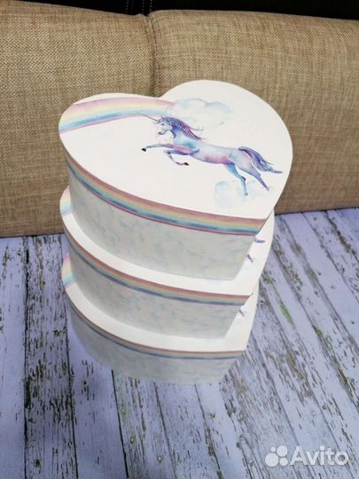 Коробка подарочная, детская с единорогом 1-3 шт ра