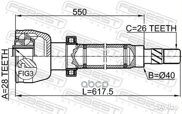 Шрус внутренний правый 28x40x26 2111CA1RH Febest