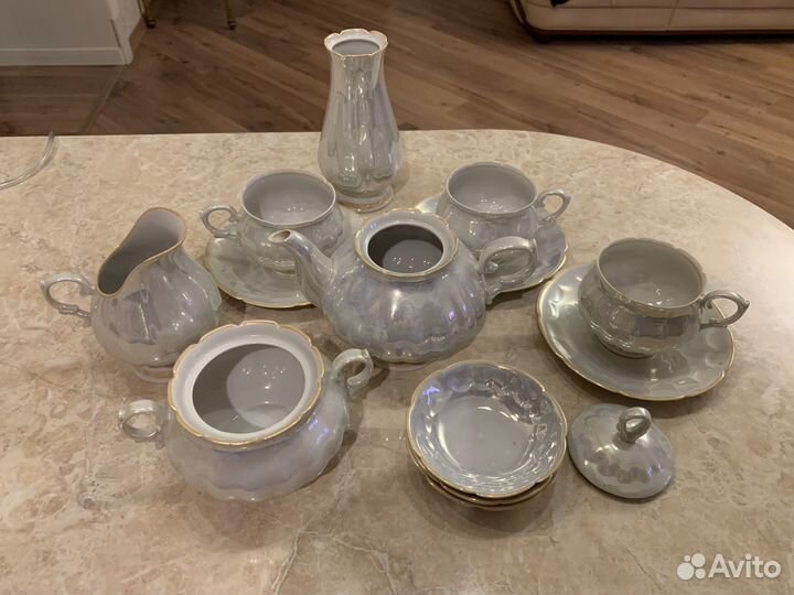 Чайный набор перламутр,золочение