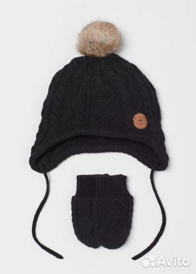 Новая шапка с варежками H&M