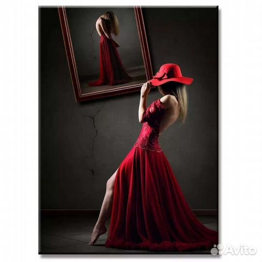 Популярные интерьерные картины. Девушка в красном