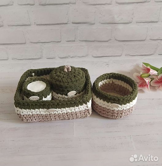Набор корзин из трикотажной пряжи