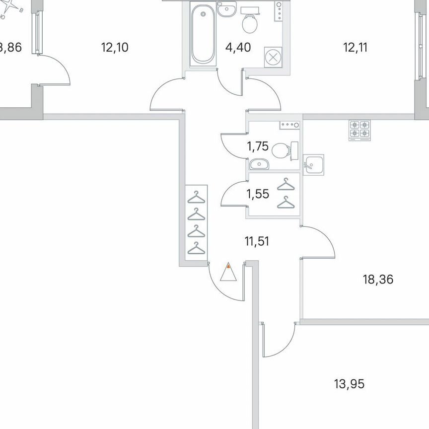 3-к. квартира, 77,7 м², 1/4 эт.