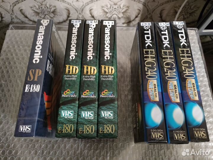 Видеокассеты Panasonic E 180, TDK E 240