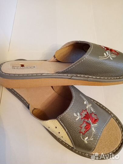 Шлëпки женские домашние, кожа