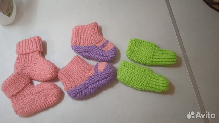 Носки топлые, вязанные, за 3 пары. Новые