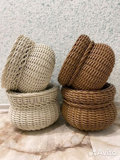 Кашпо из ротанга в виде горшочка
