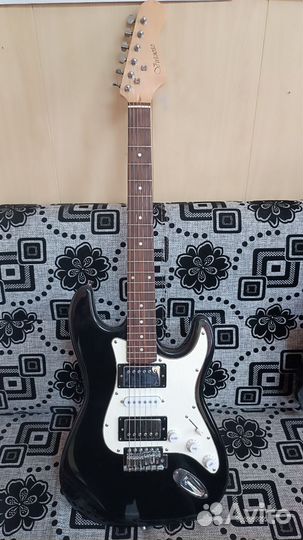 Электрогитара stratocaster, комбик, звук. карта