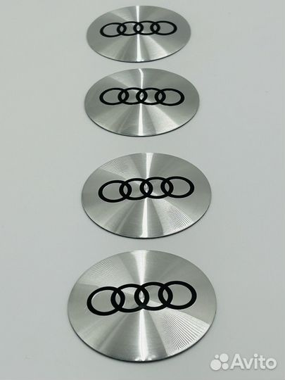 Наклейки на колёсные диски Audi 65мм хром