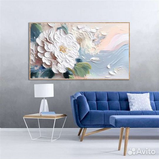 Текстурная картина маслом на холсте цветы