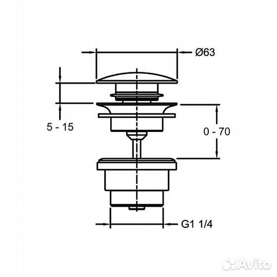 Донный клапан Jacob Delafon E30536-BL click-clack