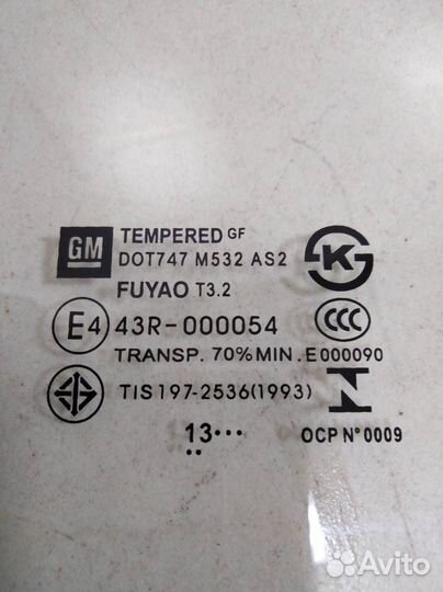 Стекло двери задней левой форточка Chevrolet Aveo