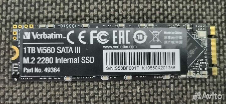 Verbatim Vi560 SATA3 M2 SSD 1Tb и Intel ssd 512Gb