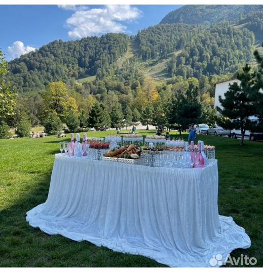 Скатерть на свадебный стол (фуршетная юбка)
