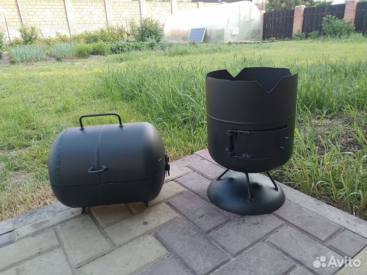 Печь для казана уличная, коптильня г/к