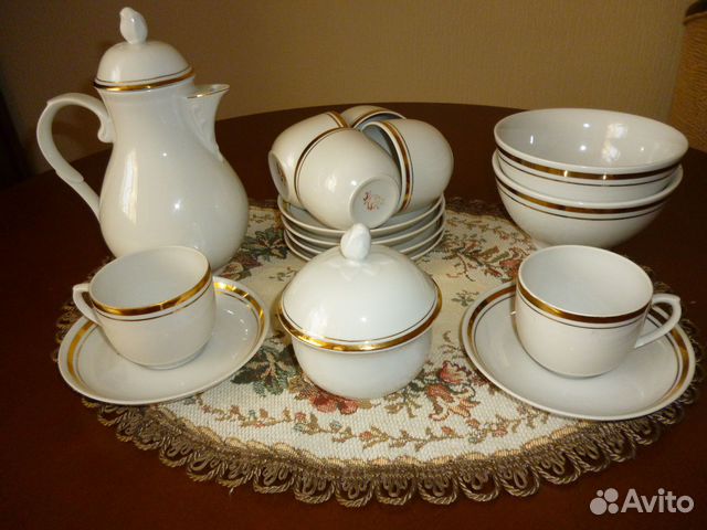 Кофейный набор из белого фарфора из 80-ых