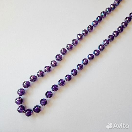 Бусы нитка фиолетовые длинные винтаж 1960-70е