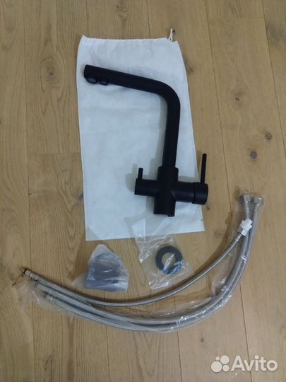 Смеситель для кухни с фильтром черный flumen fulda