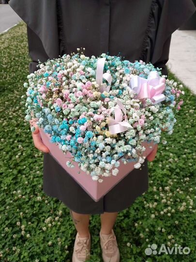 Букет цветов, композиция, живые, гипсофила