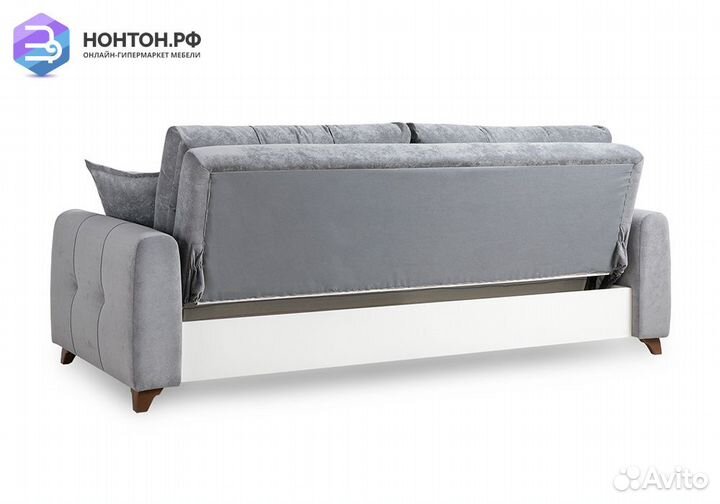 Диван книжка Плимут серый / коричневый