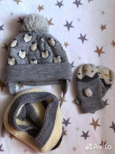 Zara комплект шапка варежки, снуд демисезон