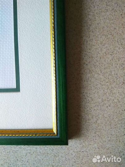 Картина вышитая крестиком. Снеговик