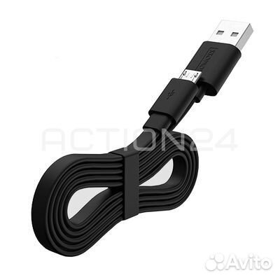 Кабель Romoss CB051 microUSB 3A плоский черный (10