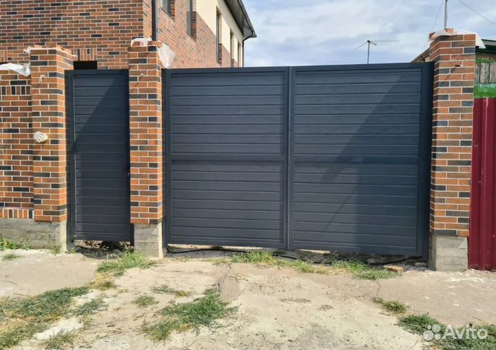 Распашные ворота m произв. Alutech установка