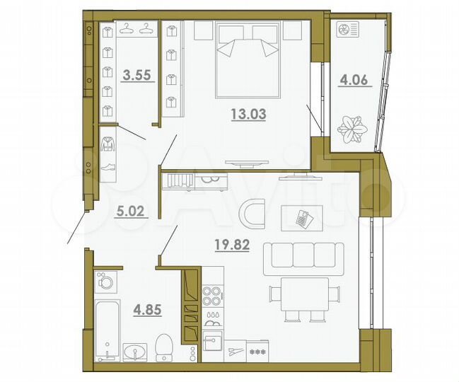 2-к. квартира, 48,3 м², 8/20 эт.
