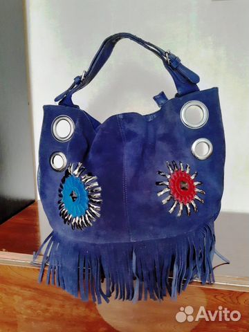 Сумка в стиле этно. Натуральная замша