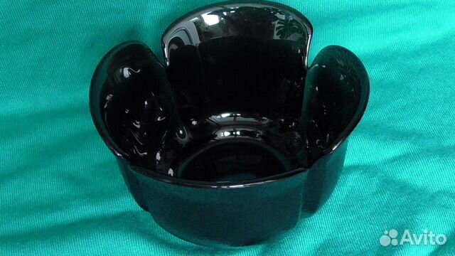 Конфетница чёрное стекло СССР