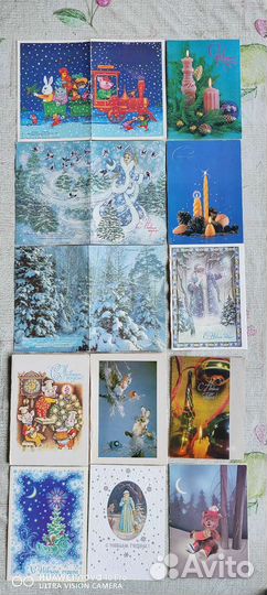 Открытки Новогодние двойные.Чистые