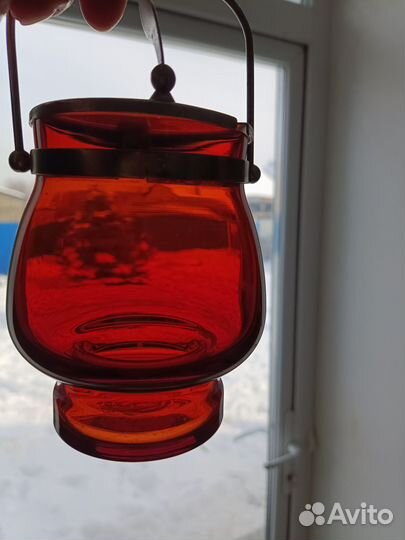 Сахарница красное стекло