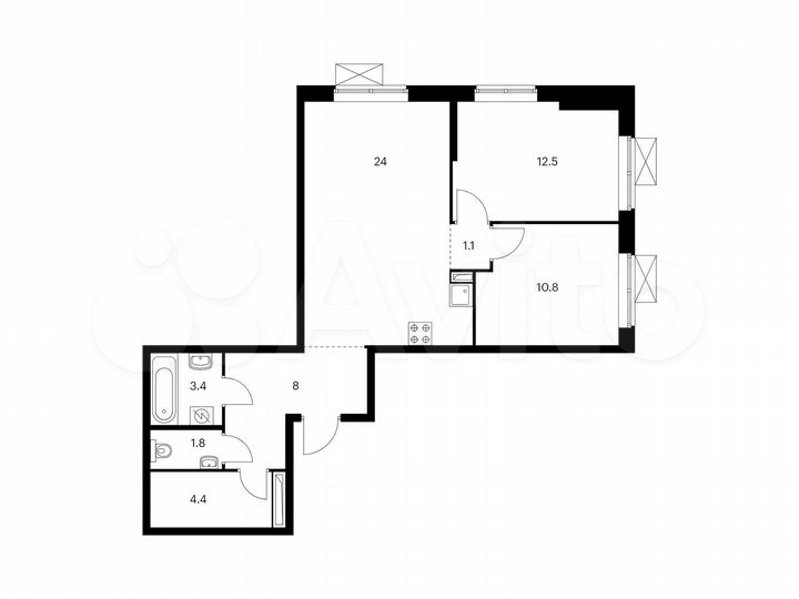 2-к. квартира, 66 м², 5/16 эт.