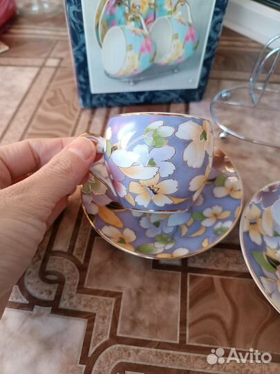 Кофейный набор 2 чашки + 2 блюдца на подставке