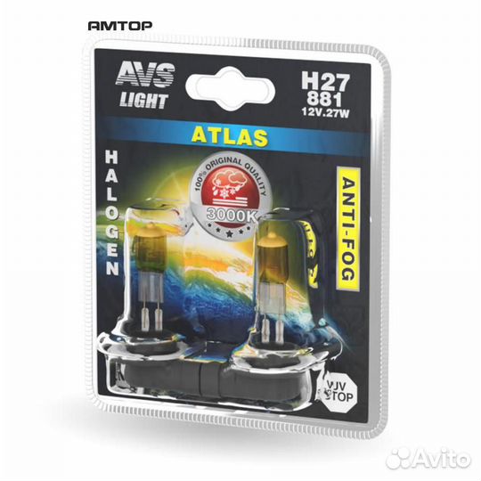 AVS A78621S Лампа галогенная H27/881 12V 27W 