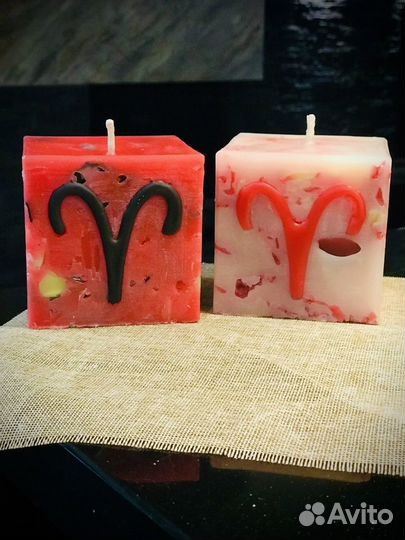 Свечи ручной работы астрологические куб 10*10см