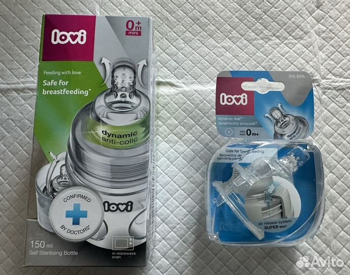 Lovi Бутылочка для кормления от 0мес, 150 мл+соски