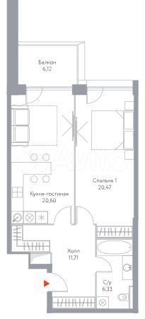 1-к. апартаменты, 64,7 м², 13/29 эт.