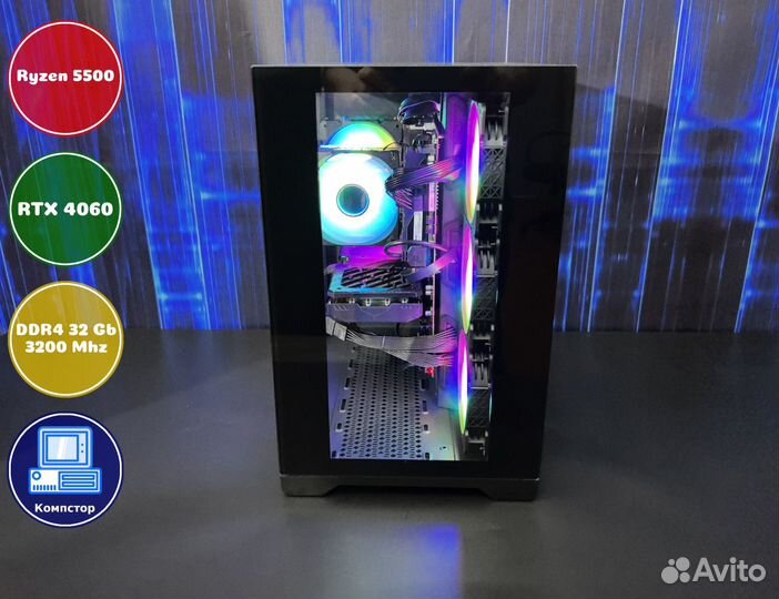 Системный блок AMD5500-RTX4060-32DDR4-GZR80652-A520