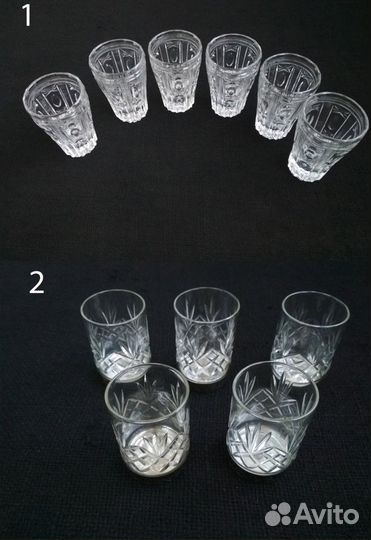 Хрустальные фужеры, рюмки, стаканы